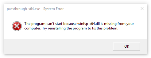 Missing WinFsp DLL